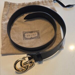 GG Marmont Wide belt in genuine black Italian leather, 85cm 🌺
